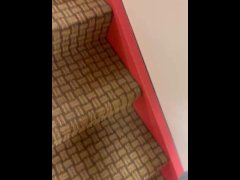 Pissing while walking up steps
