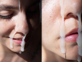 Hottie Fucks Doggy and Gets a Huge Cumshot on her Cute Face