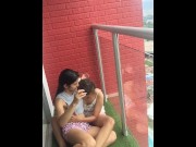 Preview 3 of My best friend masturbates me for breakfast on the balcony of my apartment.