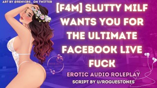 Fame hongerige MILF neukt en zuigt je live op Facebook | ASMR Audio Rollenspel Facefuck Facial Breeding