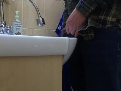 Pissing and jerking off in the office toilet