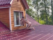 Preview 3 of Guy fucks athletic guy in the window of the house overlooking the roof -187