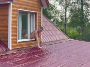 Preview 4 of Guy fucks athletic guy in the window of the house overlooking the roof -187