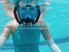 Snorkeling in latex Rubber Latex Pool