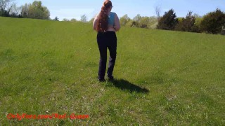 18yo slut gets fucked out in the fields and nearly got caught twice, facial