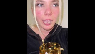 A blondie teen is sick and she's coughing, hocking and spitting loogies and phlegm