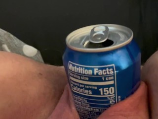 Kinky Milf birthing a Pepsi can