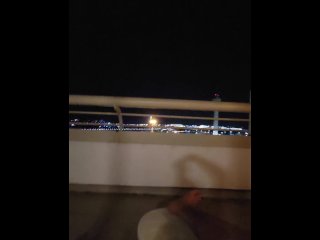 Outdoor cumming on the hotel balcony