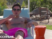 Preview 4 of Gorgeous Poolboy Flip Fucks Hot Stud - Dakota Payne, Devin Franco - NextDoorFilms