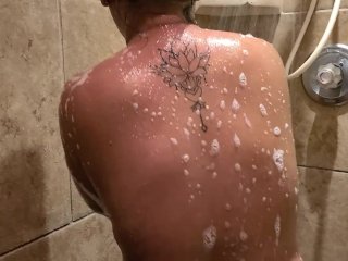 Caught in shower Asian teen