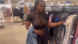 At The Mall Wearing A See-Through Shirt