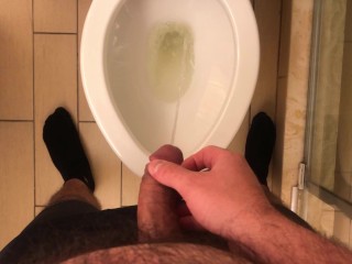 Semi Hard Dick Peeing in my Hotel--i get Hard at the end [no Orgasm]