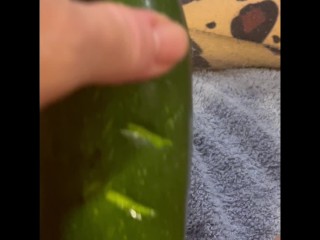Sexy MILF takes big zucchini straight up her ass
