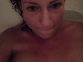 bathtub, solo female, dildo, granny