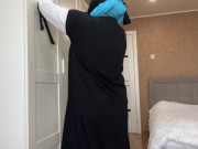 Preview 2 of Arab wife in hijab found a sex toy while cleaning and got horny
