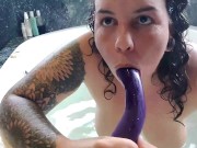 Preview 1 of real nasty italian south african couple suck, fuck and double dildo play in the tub