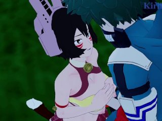 Mandalay and Izuku Midoriya have intense sex in a park at night. - My Hero Academia Hentai