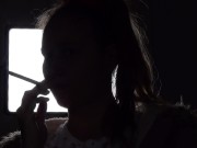 Preview 1 of Shadow play while I light a cigarette. Alternative video, by long blonde hair girl