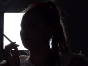 Preview 2 of Shadow play while I light a cigarette. Alternative video, by long blonde hair girl