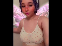 Chubby fairy slut plays with her big boobs and ass