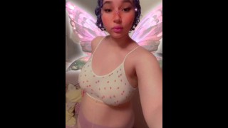 Chubby fairy slut plays with her big boobs and ass