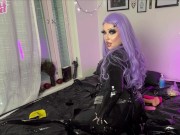 Preview 1 of Finnish Latex Doll Nova The Nerd Plays With Herself in Black Latex Catsuit / Latex ASMR