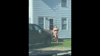REALLY CAUGHT NEIGHBORS WIFE NAKED OUTSIDE AND TOOK THE RISK BEFORE GOING BCK IN TO HER HUSBAND !