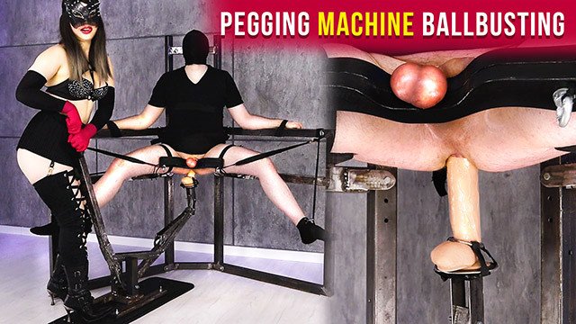 Watch Bondage Video:Pegging Fucking Machine and Hard Ballbusting – Strapon Femdom  Era