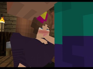 Ellieからフェラを受け、Jennyのお尻を食べる-Minecraft Mod