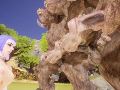 a group of furry minotaurs watch as they fuck two and in the end they all go for her | 3D Porn Wild