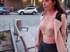 Husband has me change my top right out on the street (without a bra on!)