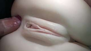 Sexual close-up, penis penetrating snow-white ass