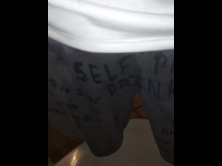 Pissing in under Armour Shorts