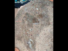 Shameless milf wetting her panties in public