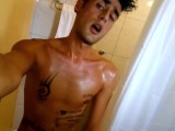 Uncut cock cum in toilet after sun tanning