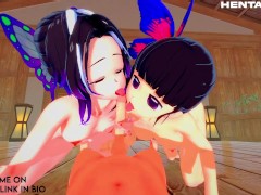 SHINOBU & KANAO DEMON SLAYER SPEND A PLEASANT EVENING RIDING TANJIRO'S BIG DICK - HENTAI 3D + POV