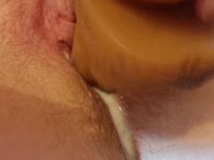 Secretly playing with my dildo whilst hubby is asleep