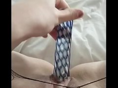 Glass-dildo pussy tease