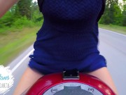 Preview 2 of Teen Riding A Motorcycle And Flashing Pussy