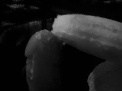 Mommy frotting banana with deep moans