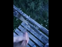 Fully naked public wank
