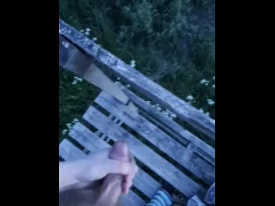 Fully naked public wank