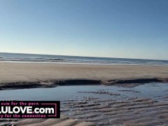 Babe spreads pussy closeup w/ dirty talking JOI, bikini beach fun, nude behind scenes - Lelu Love