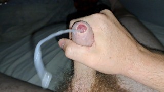 Teasing my tiny shrivelled phimosis cock until I cum all over myself!