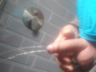 Hard  big cock pissing on the morning
