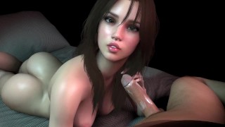 Hot Brunette suce une bite en POV | Court clip porno 3D
