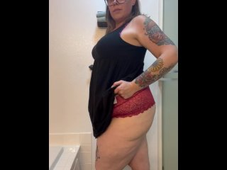 BBW stepmom MILF sundress strip and 420 smoke