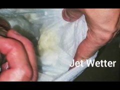 Full diaper desperation, soaking and cum. A desperate pleasurable mess in a diaper