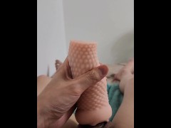 20's years old guy penetrates fleshlight with huge cock and CUMS MASSIVELY!!