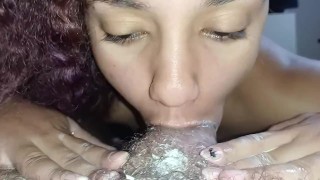 going and back with my mouth wet with cum on the twisted cock, I love to swallow your creampie